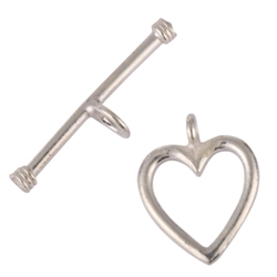1 Set x 15mm Sterling silver Heart-Shaped Toggle Connector bead #SS26AA