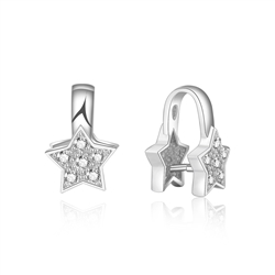 1pc Beautiful Adabele Authentic 925 Sterling Silver Star Pendant Pinch Bail Cubic Zirconia CZ Created Diamond Clip Connector 15mm for Jewelry Making SS40